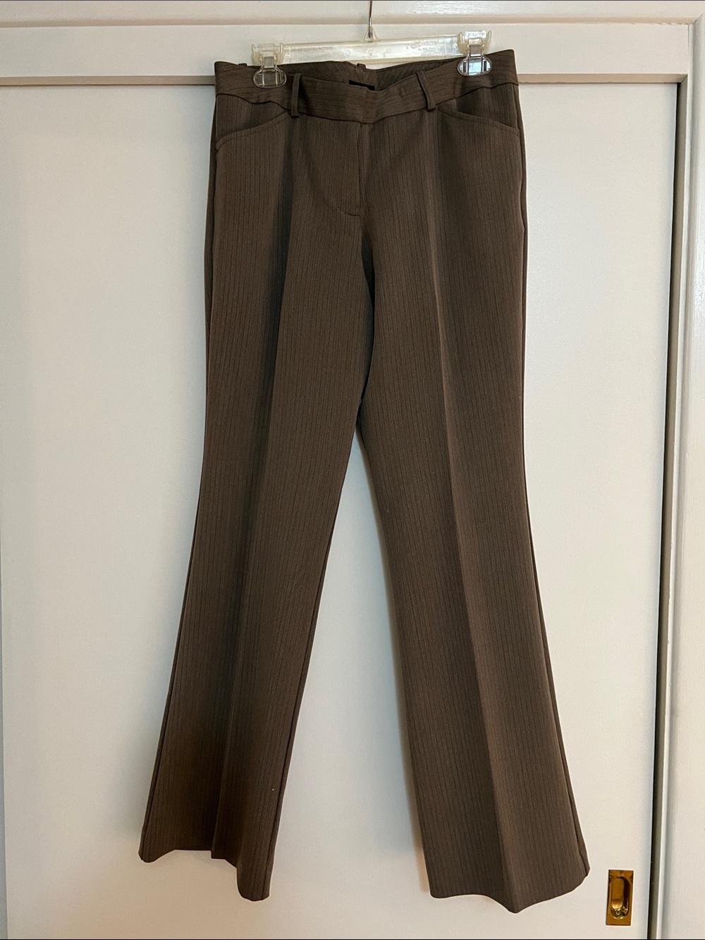 Brown with Pinstriped Women's Tailored Flare Pants Worthington Modern Fit